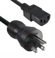 QUALTEK ELECTRONICS 233058-01 Mains Power Cord, Hospital Grade, NEMA 5-15P to IEC 60320 C13, 3 m, 13 A, 125 V, Black