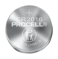 DURACELL PC2016 Battery, 3 V, CR2016, Lithium Manganese Dioxide, 110 mAh, Pressure Contact, 5