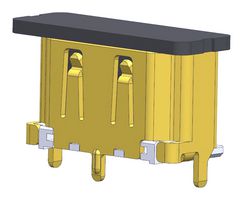 MOLEX 47659-1102 HDMI Connector, 19 Contacts, Receptacle, PCB Mount, Surface Mount Vertical, Gold Plated Contacts