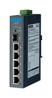 ADVANTECH EKI-2706G-1GFPI-BU Switch, 6 Ports, Industrial, Unmanaged PoE Ethernet, DIN Rail / Wall, RJ45 x 5, SFP x 1