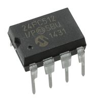 MICROCHIP 24FC512-I/P EEPROM, 512 Kbit, 64K x 8bit, I2C, 400 kHz, DIP, 8 Pins