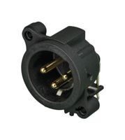 NEUTRIK NC3MAAH-0 XLR Connector, 5 Contacts, Plug, PCB Mount, Gold Plated Contacts, Plastic Body