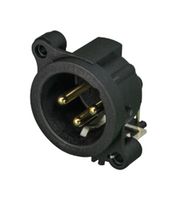 NEUTRIK NC3MAAH-1 XLR Connector, 3 Contacts, Plug, Panel PCB Mount, Gold Plated Contacts