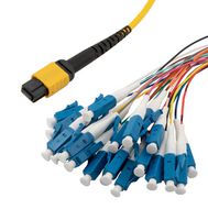 L-COM MPM24OS2-09LCR-5 Fiber Optic Cable, Singlemode, 9µm / 125µm, MPO Plug to 24x LC, 5 m