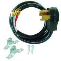 EZ-FLO 61254 Mains Power Cord, NEMA 15-30P to 4x Ring Tongue Terminal, 1.52 m, 30 A, 250 VAC, Black