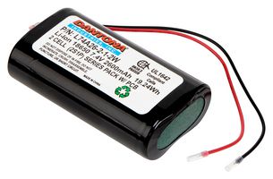 DANTONA INDUSTRIES L74A26-2-1-2W Rechargeable Battery, 7.4 V, Lithium Ion, 2.6 Ah, 18650, Connector, 1