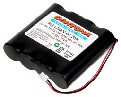 DANTONA INDUSTRIES L74A52-4-3-2WX Rechargeable Battery, 7.4 V, Lithium Ion, 5.2 Ah, 18650, Connector, 1