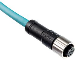 AMPHENOL LTW ASY-A08BFFM-QL8J01 Circular Cable Assembly, Circular Receptacle to Free End, 8 Positions, 3.3 ft, 1 m, Green