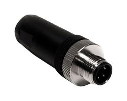 MUELLER ELECTRIC BU-12ZU01-PG9 Sensor Connector, PG9, M12, Male, 3 Positions, Screw Pin, Straight Cable Mount