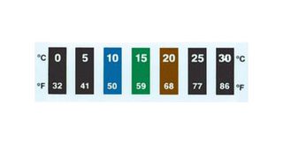 OMEGA RLC-50-30/0-30 Temperature Label, Reversible Strip, 7 Point, -30°C to 0°C, Pack of 30, RLC Series