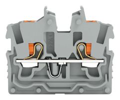 WAGO 2250-0321 DIN Rail Mount Terminal Block, Miniature, 2 Positions, 24 AWG, 16 AWG, 1 mm², Clamp, 13.5 A