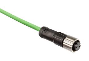 AMPHENOL LTW ASD-02BFFM-QL8P01 Ensamble de Cable Circular, Circular Hembra a Extremo Libre, 2 Posiciones, 3.3 ft, 1 m, Verde
