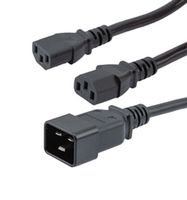 L-COM C20-C132-15-6F Cable de Alimentación, IEC 60320 C20 a 2x IEC 60320 C13, 1.8 m, 15 A, 250 V, Negro