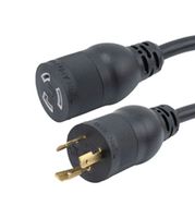 L-COM L520P-L520R-20-3F Mains Power Cord, NEMA L5-20P to NEMA L5-20R, 914.4 mm, 20 A, 125 V, Black