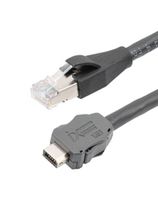 L-COM TRGIX603EC-BLK-10M Ethernet Cable, Cat6a, IX Type A Plug to RJ45 Plug, FUTP (Foiled Unshielded Twisted Pair), Black