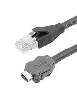 L-COM TRGIX603EC-BLK-30CM Ethernet Cable, Cat6a, IX Type A Plug to RJ45 Plug, FUTP (Foiled Unshielded Twisted Pair), Black