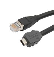 L-COM TRGIX604LZ-BLK-5M Ethernet Cable, Cat6a, IX Type B Plug to RJ45 Plug