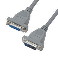 L-COM CSM15MF-50 Computer Cable, D Sub 15 Position Plug, D Sub 15 Position Receptacle, 50 ft, 15.2 m, Gray