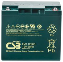 CSB BATTERY OF AMERICA EVX12200 Rechargeable Battery, 12 V, Lead Acid, 20 Ah, Bolt, 1