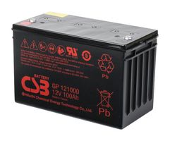 CSB BATTERY OF AMERICA GPL121000 Rechargeable Battery, 12 V, Lead Acid, 100 Ah, Bolt, 1