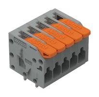 WAGO 2601-1105 Bloque de Terminal de Cable-A-Tarjeta, Gris, 3.5 mm, 5 Posiciones, 26 AWG, 16 AWG, 1.5 mm²