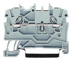 WAGO 2000-1201 DIN Rail Mount Terminal Block, 2 Positions, 24 AWG, 16 AWG, 1.5 mm², Clamp, 18 A