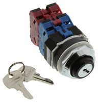 IDEC ASD2K22NU-111 Interruptor de Llave, Push - Pull, DPST-NO, DPST-NC, Serie TWND, 2 Posiciones, Tornillo, 10 A