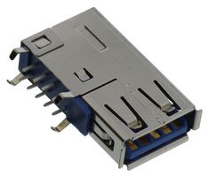 AMPHENOL COMMUNICATIONS SOLUTIONS GSB4116341HR USB Connector, USB Type A, USB 3.1, Receptacle, 9 Positions, Through Hole Mount, Right Angle
