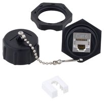 L-COM WPBHC6110 Modular Connector, Sealed, IP67, Shielded, RJ45 Jack, 1 x 1 (Port), 8P8C, Cat6, IP67, Panel Mount