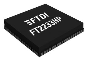 FTDI FT2233HPQ-TRAY Interface Bridges, USB to UART/MPSSE, 1.08 V, 1.32 V, QFN, 76 Pins, -40 °C