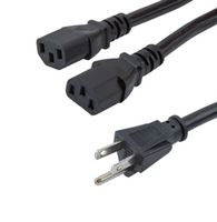L-COM N515P-C132-15-6F Cable de Alimentación, NEMA 5-15P a 2x IEC 60320 C13, 1.8 m, 15 A, 125 V, Negro