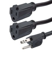 L-COM N515P-N515R2-15-6F Cable de Alimentación, NEMA 5-15P a 2x NEMA 5-15R, 1.8 m, 15 A, 125 V, Negro
