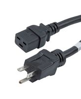 L-COM N620P-C19-20-6F Mains Power Cord, NEMA 6-20P to IEC 60320 C19, 1.8 m, 20 A, 250 V, Black