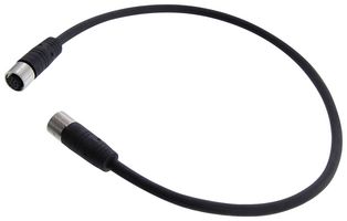 L-COM TRG863-P6B-05M Sensor Cable, M12 Receptacle, M12 Receptacle, 8 Positions, 500 mm, 1.6 ft, TRG863-P6B Series