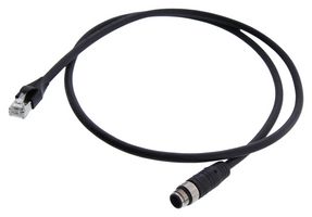 L-COM TRG864-P6B-1M Sensor Cable, M12 Plug, RJ45 Plug, 8 Positions, 1 m, 3.3 ft, TRG864-P6B Series