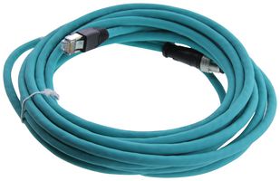 L-COM TRG865-P6B-5M Sensor Cable, M12 Receptacle, RJ45 Plug, 8 Positions, 3 m, 16.4 ft, TRG865-P6B Series