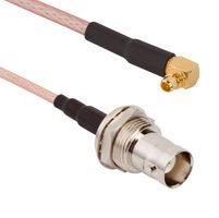 AMPHENOL RF 095-850-301M075 RF / Coaxial Cable Assembly, 29.5 ", 750 mm, RG316, BNC Bulkhead Jack, MMCX Right Angle Plug