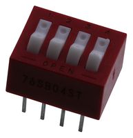 GRAYHILL 76SB04ST DIP / SIP Switch, Raised Rocker, 4 Circuits, Rocker, Through Hole, SPST, 30 V, 150 mA