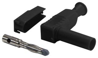 CAL TEST ELECTRONICS CT3203-S-0 Banana Test Connector, Plug, Cable Mount, 20 A, 1 kV, Nickel Plated Contacts, Black