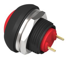 TE CONNECTIVITY - ALCOSWITCH PB6B2RS3M4CAL00 Industrial Pushbutton Switch, Subminiature, PB6 Series, 13.6 mm, SPST-NO, Off-(On), Round, Red