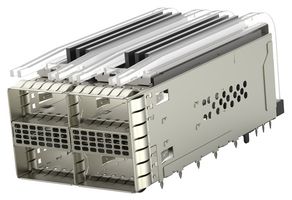 TE CONNECTIVITY 2299870-1 Cage & Connector, zQSFP+, 2 x 2 (Stacked), With Heat Sink, With Light Pipe, Through Hole, Press-Fit