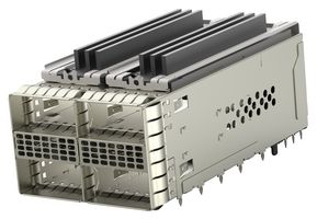 TE CONNECTIVITY 2299870-2 Cage & Connector, zQSFP+, 2 x 2 (Stacked), With Heat Sink, Without Light Pipe, TH, Press-Fit