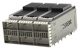 TE CONNECTIVITY 2299924-3 Cage & Connector, zQSFP+, 2 x 3 (Stacked), With Heat Sink, Without Light Pipe, TH, Press-Fit