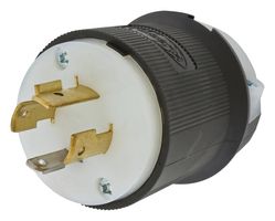 HUBBELL WIRING DEVICES HBL2411ST Power Entry Connector, NEMA L14-20P, 20 A, Black, White, Nylon (Polyamide) Body, 250 V