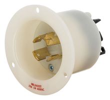 HUBBELL WIRING DEVICES HBL2435ST Power Entry Connector, NEMA L16-20P, 20 A, White, Nylon (Polyamide) Body, 480 V