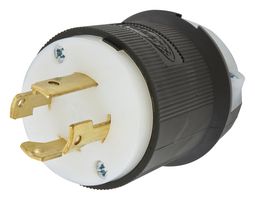 HUBBELL WIRING DEVICES HBL2721ST Power Entry Connector, NEMA L15-30P, 30 A, Black, White, Nylon (Polyamide) Body, 250 V