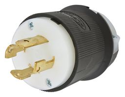 HUBBELL WIRING DEVICES HBL2731ST Power Entry Connector, NEMA L16-30P, 30 A, Black, White, Nylon (Polyamide) Body, 480 V