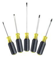 KLEIN TOOLS 85445 Screwdriver Set, Slotted, Phillips And Square, 5 Pieces, 12.63" OAL