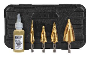 KLEIN TOOLS 25950 Step Bit Kit, Spiral Double Fluted, 4 Pieces, VACO Series