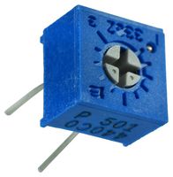BOURNS 3362P-1-501LF Trimmer, Single Turn, Cermet, Top Adjust, 500 ohm, Through Hole, 1 Turns